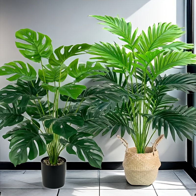 Monstera Adansonii - قطعتان من نباتات النخيل الاصطناعية ذات