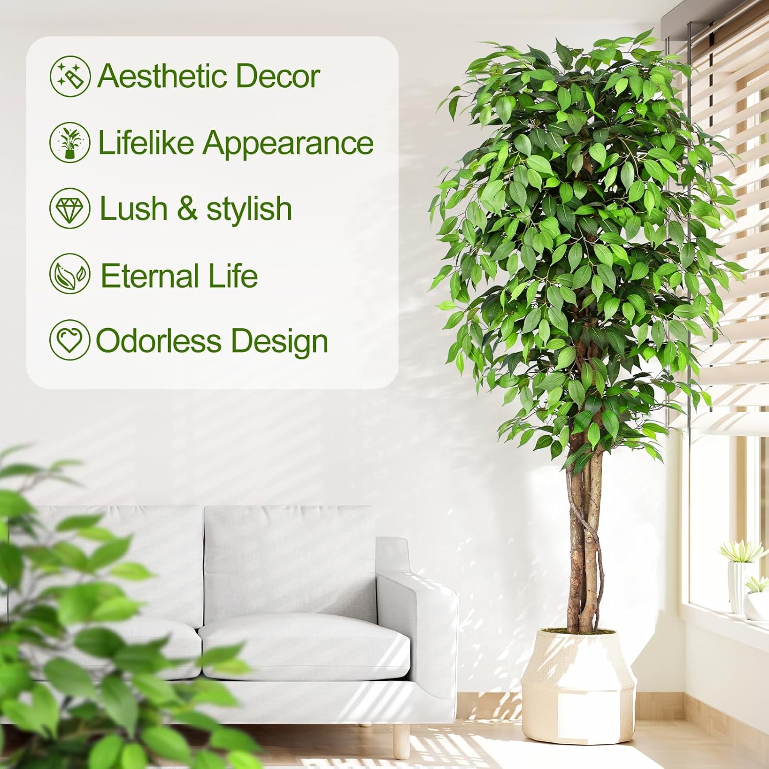 شجرة التين الاصطناعية الواقعية - مراجعة Dracaena Marginata وسعره